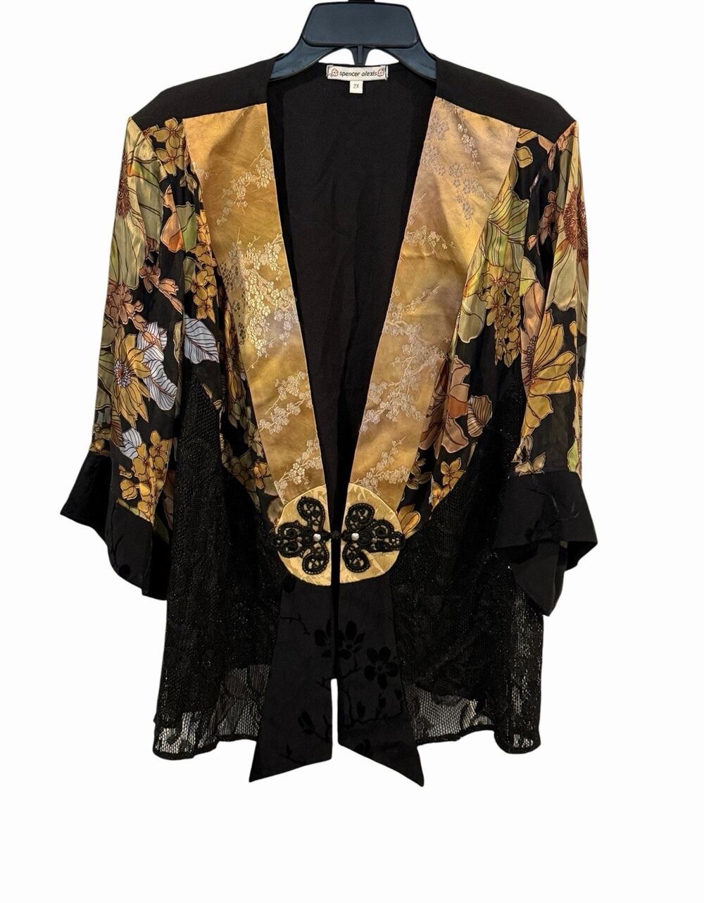 Spencer Alexis Vintage Kimono Jacket Lace Silk Blend Size 2X Whimsigoth